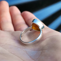 (R) Solid 925 Sterling Silver & Natural Raw Madeira Citrine Irregular Ring