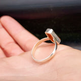 (T) Solid 925 Sterling Silver & Natural Raw Orange Kyanite Irregular Shaped Ring