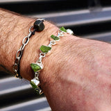 Solid 925 Sterling Silver & Natural Raw Peridot Handmade Chain Bracelet