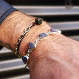 Solid 925 Sterling Silver & Natural Raw Tanzanite Handmade Chain Bracelet