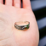 Solid 925 Sterling Silver & Natural Tiger Eye Band Ring