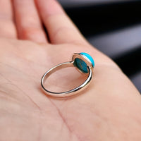 Solid 925 Sterling Silver & Natural Turquoise 11mm Round Signet Ring