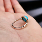 Solid 925 Sterling Silver & Natural Turquoise 11mm Round Signet Ring