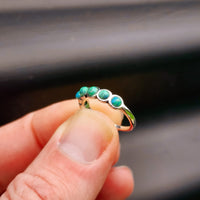 (M) Solid 925 Sterling Silver & Natural Turquoise 6x Setting Band Ring