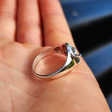 Solid 925 Sterling Silver & Natural Turquoise Mushroom Ring