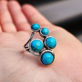 (R) Solid 925 Sterling Silver & Natural Turquoise Rustic Black Oxidized 5x Setting Ring