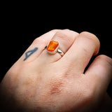 (R) Solid 925 Sterling Silver & Natural Orange Opal Irregular Handmade Ring