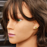 Solid 925 Sterling Silver & 6mm Natural Peridot Oval Stud Earrings