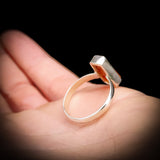 (T) Solid 925 Sterling Silver & Natural Raw Orange Kyanite Irregular Shaped Ring