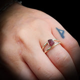 (Q) Solid 925 Sterling Silver & Natural Raw Pink Tourmaline Handmade Ring