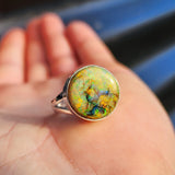 Solid 925 Sterling Silver & Monarch Opal Round Solitaire Ring