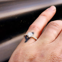 (O) Solid 925 Sterling Silver & 7mm Simulated Diamond Signet Ring