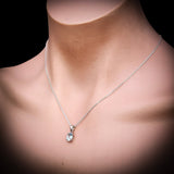 925 Sterling Silver & Sky Blue Topaz Small Clawed Oval Pendant Necklace
