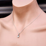 925 Sterling Silver & Sky Blue Topaz Small Clawed Oval Pendant Necklace