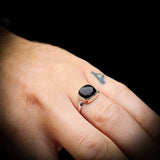 Solid 925 Sterling Silver & Natural Black Onyx Handmade Cushion Solitaire Ring