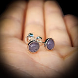Natural Tanzanite & Solid 925 Sterling Silver Round Stud Earrings