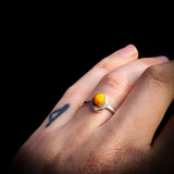 (R) Solid 925 Sterling Silver & Natural Tiger Eye Oval Solitaire Ring