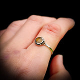 (T) Solid 925 Oxidized Sterling Silver & Natural Irregular Tiger Eye Ring