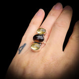 (Q) Solid 925 Sterling Silver & Natural Two Tone Citrine Stone Handmade Ring