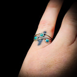 Solid 925 Sterling Silver & Natural Turquoise 3 Setting Ring