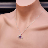 Solid 925 Sterling Silver & Natural Amethyst Heart Pendant Necklace
