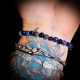Polished Cherry Amber & Lapis Lazuli Elastic Bracelet