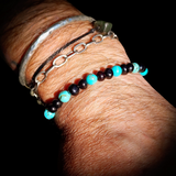 Polished Cherry Amber & Turquoise Elastic Bracelet