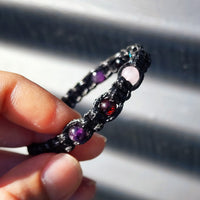 Black Macrame Cord Bracelet - Cherry, Amazonite, Rose Quartz, Amethyst