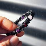 Black Macrame Cord Bracelet - Cherry, Amazonite, Rose Quartz, Amethyst
