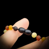 Amber & Greenstone Teething Necklace - Mixed Raw Amber One Off Necklace