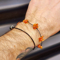 Polished Cognac Baltic Amber 3x Setting Knotted Bracelet