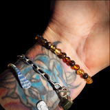 Natural Polished Green Baltic Amber Elastic Bracelet