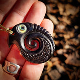 Mania Koru Bone Carving Pendant Necklace - NZ Maori Inspired