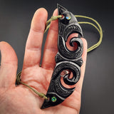 Pekapeka Black Bone Carving Pendant Necklace