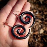 Koru Black Bone Carving Earrings