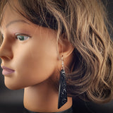 Koru Toki Drop Black Bone Carving Earrings