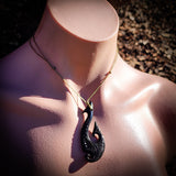 Hammer Head Hook Black Bone Carving Pendant Necklace - NZ Maori Inspired