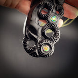XL Family of Manaia Black Bone Carving Pendant Necklace