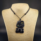 Hei Tiki Black Bone Carving Pendant Necklace