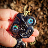 Hei Tiki Black Bone Carving Pendant Necklace