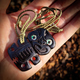 Hei Tiki Black Bone Carving Pendant Necklace - NZ Maori Inspired