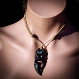 Manaia Black Bone Carving Pendant Necklace - NZ Maori Inspired