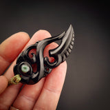 Manaia Black Bone Carving Pendant Necklace