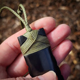 Notched Toki Black Bone Carving Pendant Necklace