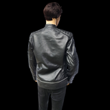 Blackout - Mens REAL Genuine Leather Jacket - Black Ribbed & Quilted