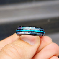 Size Y, T - Black Stainless Steel Paua Ring