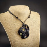 Hei Tiki Black Bone Carving Pendant Necklace