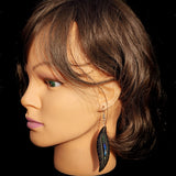 Feather Black Bone Carving Earrings