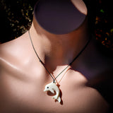 Natural Carved Maori Bone Carving Pendant Necklace - Dolphin