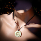 Natural Carved Maori Bone Carving Pendant Necklace - Etched Koru